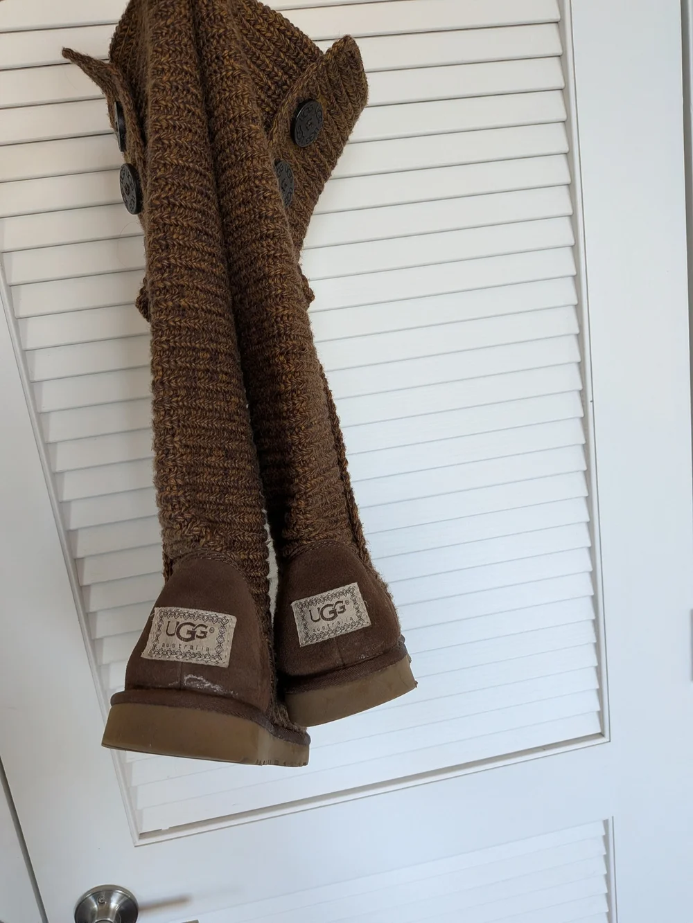UGG Brown Knit Button Tall Boots
